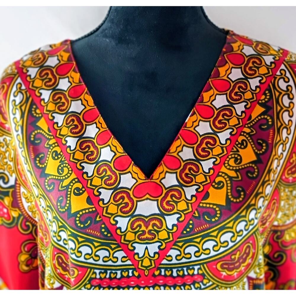ASHRO Women's Kaftan ONE SIZE Polyester Lightweight Vacations Bohemian Summer - Picture 3 of 4